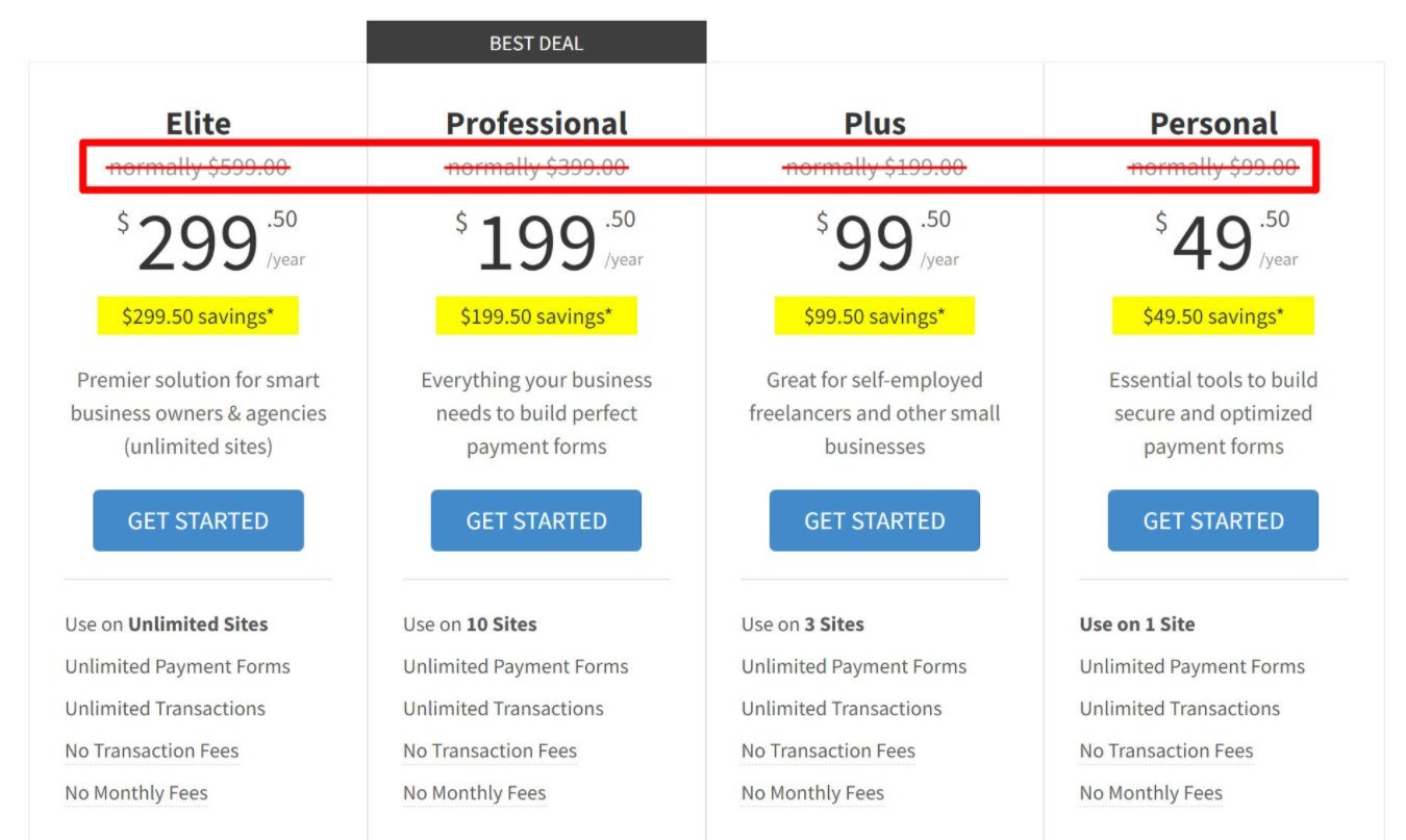 Preços do WP Simple Pay vs Página de Pagamento