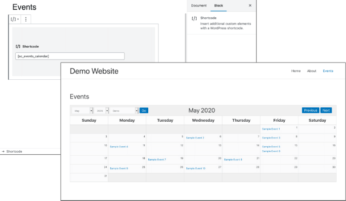 Opzioni di visualizzazione del calendario dello zucchero