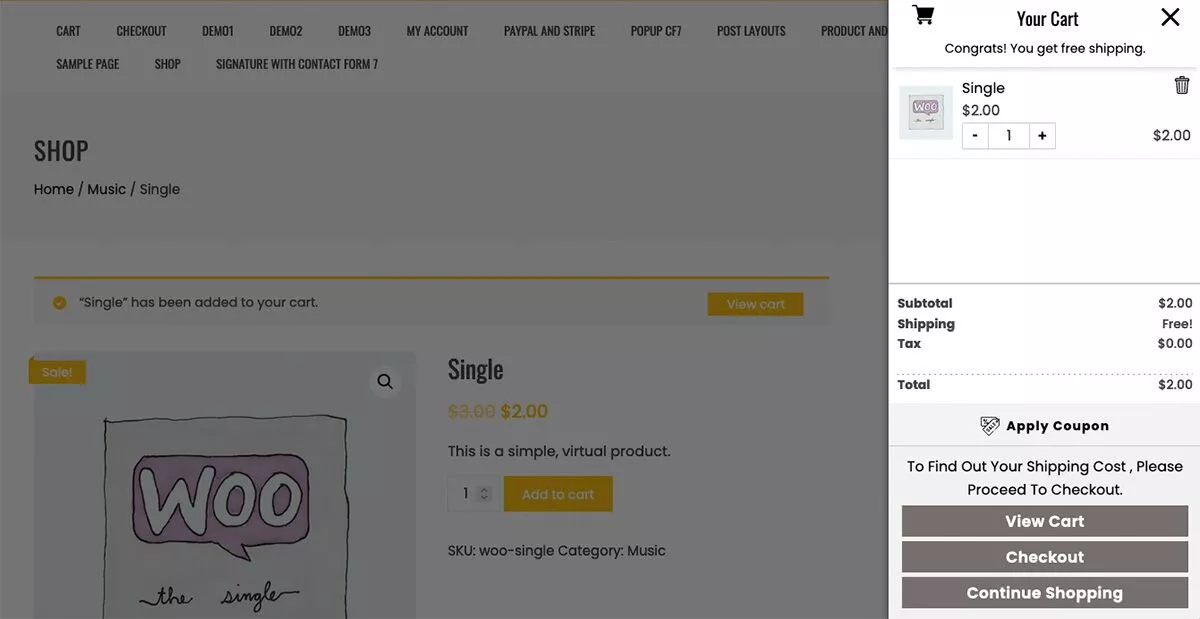 SideCart, ein kostenloses WooCommerce-Side-Cart-Plugin