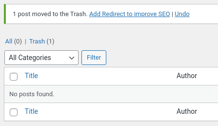 AIOSEO 301 리디렉션 프롬프트