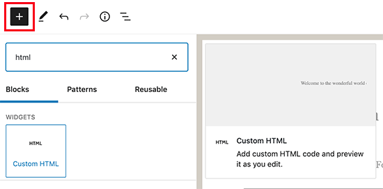 Adăugarea unui bloc HTML personalizat în WordPress