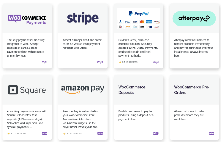 Opções de pagamento WooCommerce