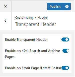 Habilitar encabezado transparente