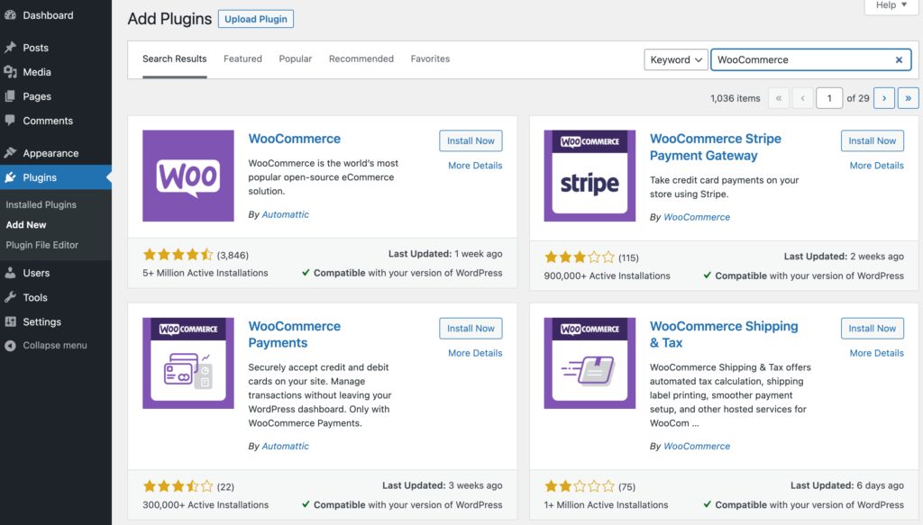 Instalar el complemento WooCommerce