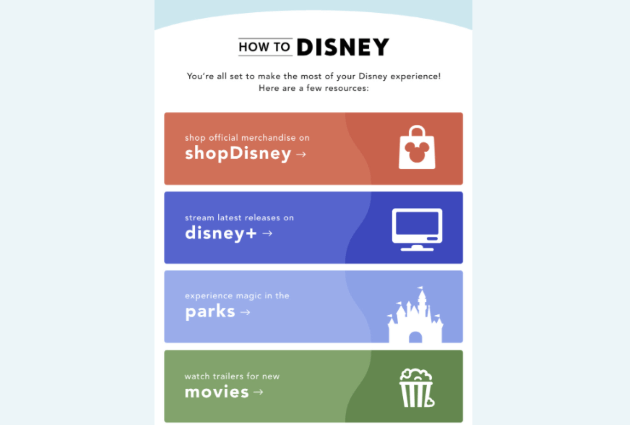 E-mail di benvenuto Disney.