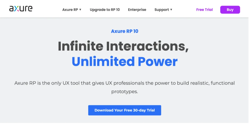 Captura de pantalla del software de creación de prototipos Axure RP