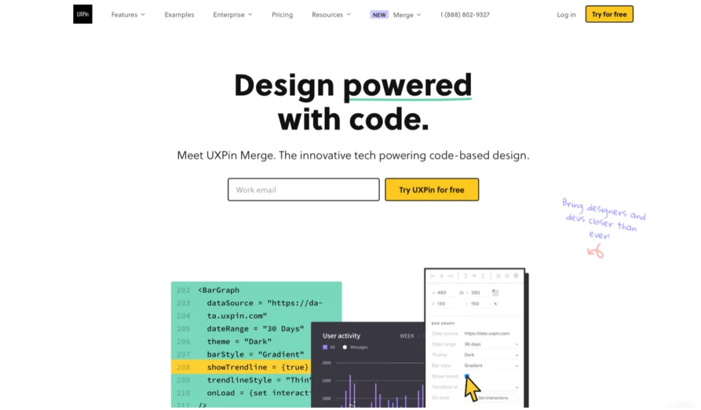 Zrzut ekranu narzędzia UXPin Merge wireframing