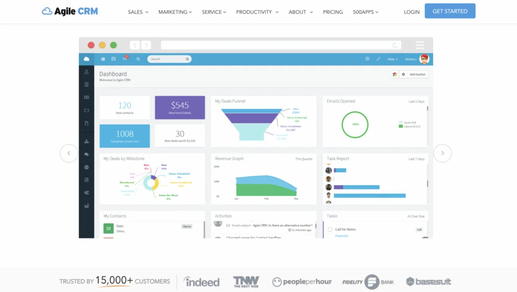 Captura de tela do Agile CRM