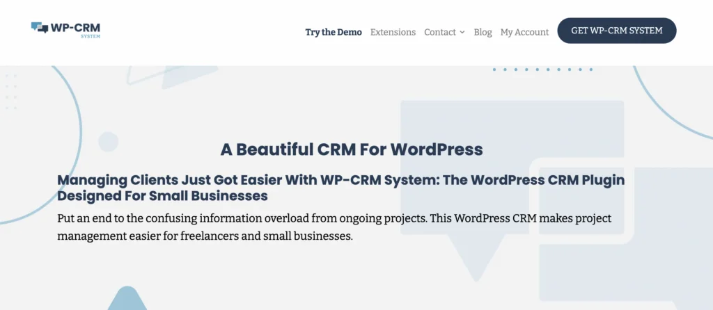 Captura de tela do WP-CRM