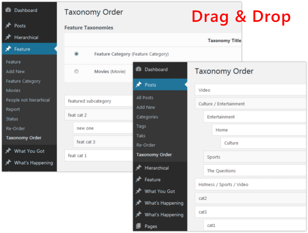 Tangkapan layar plugin urutan kategori