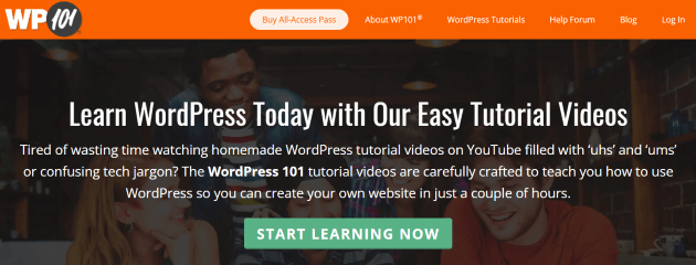 Captură de ecran pentru tutoriale WordPress WP101