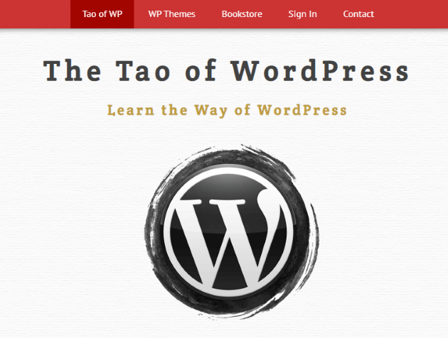 Captura de tela da página inicial do Tao of WordPress