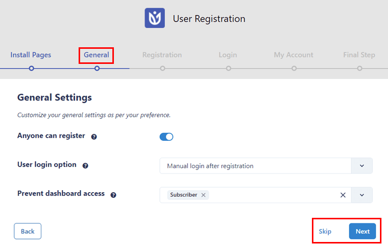 Opciones generales de configuración