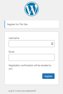 Formulir Pendaftaran WordPress Default