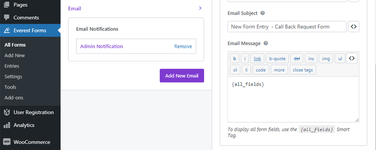 Configuración del asunto y el mensaje del correo electrónico