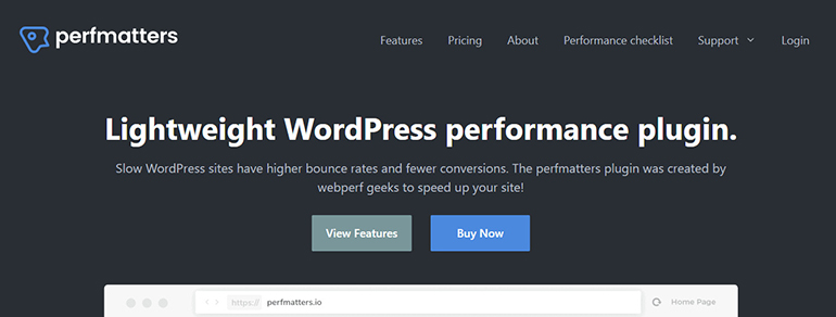 Plugins d'optimisation de vitesse WordPress PerfMatter