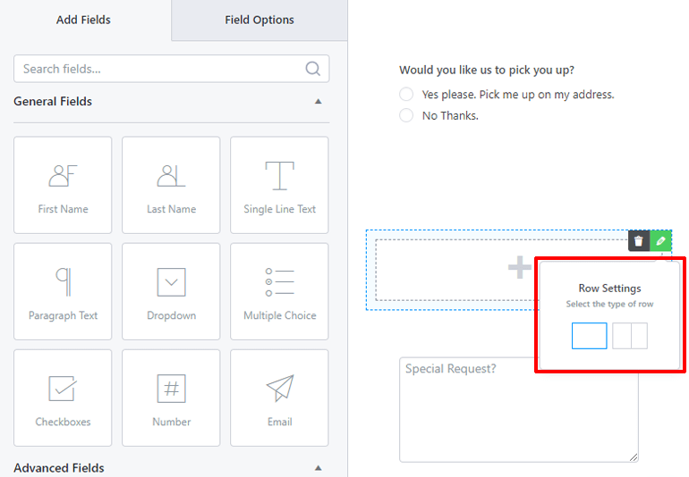 Configurações de linha