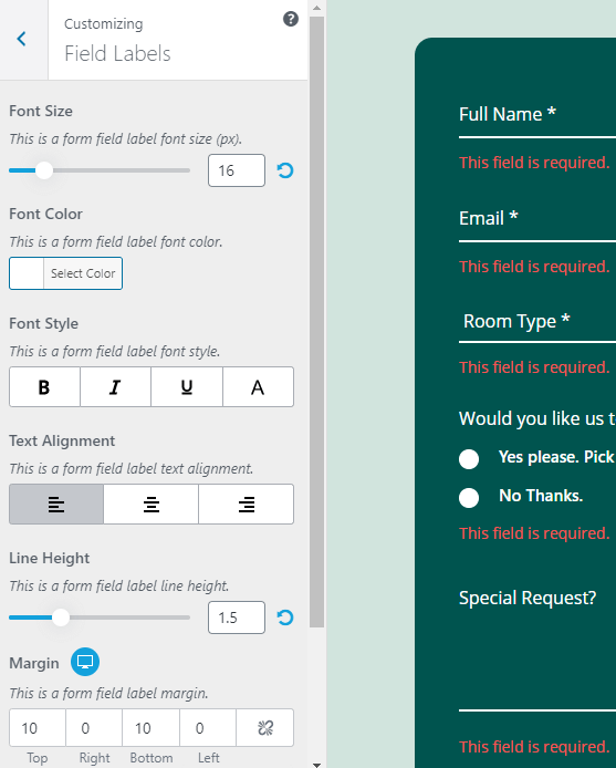 Di dalam Tab Label Formulir