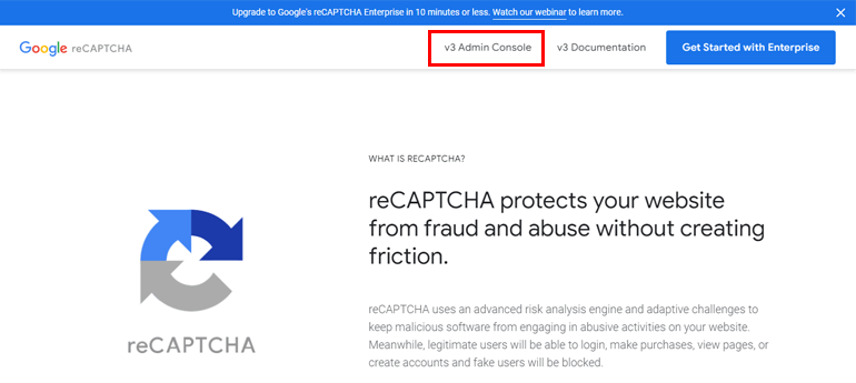 Halaman reCAPTCHA resmi Google