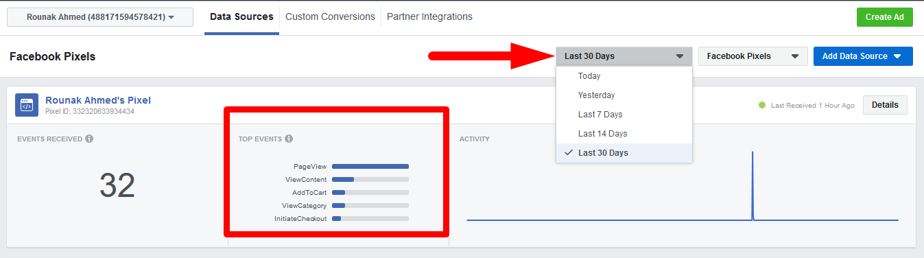 Conversione pixel di Facebook