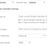 Calendario semplice - Impostazioni del plug-in di Google Calendar