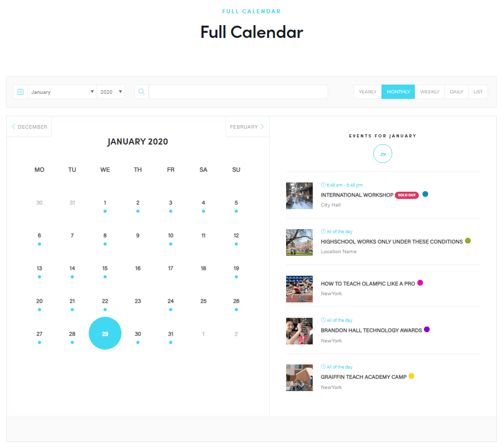 Calendario de eventos moderno Lite