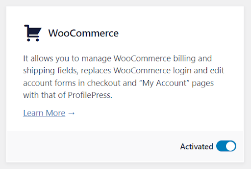 WooCommerce aktiviert