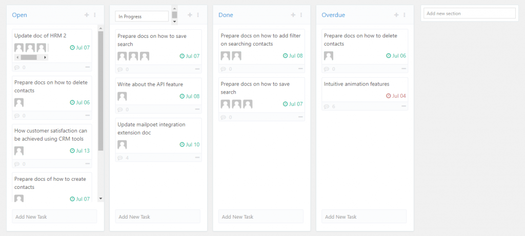 kanban-board-view-manage proyek menggunakan wordpress