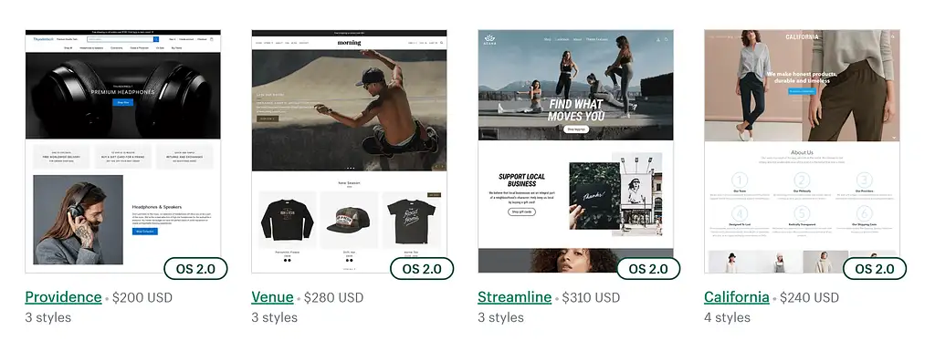 Shopify vs. BigCommerce: Shopify-Themen