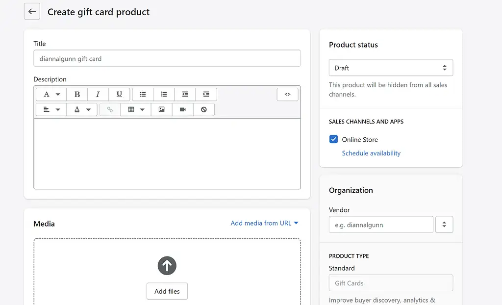 Shopify vs BigCommerce: Pembuatan kartu hadiah Shopify