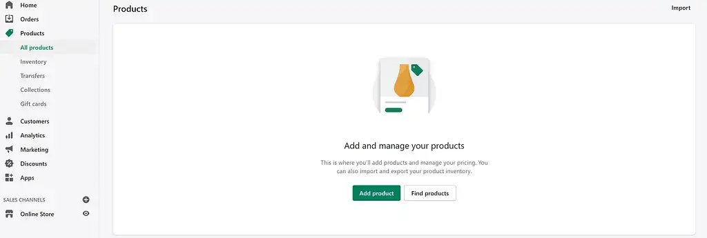 ShopifyとBigCommerce：Shopify製品エリア