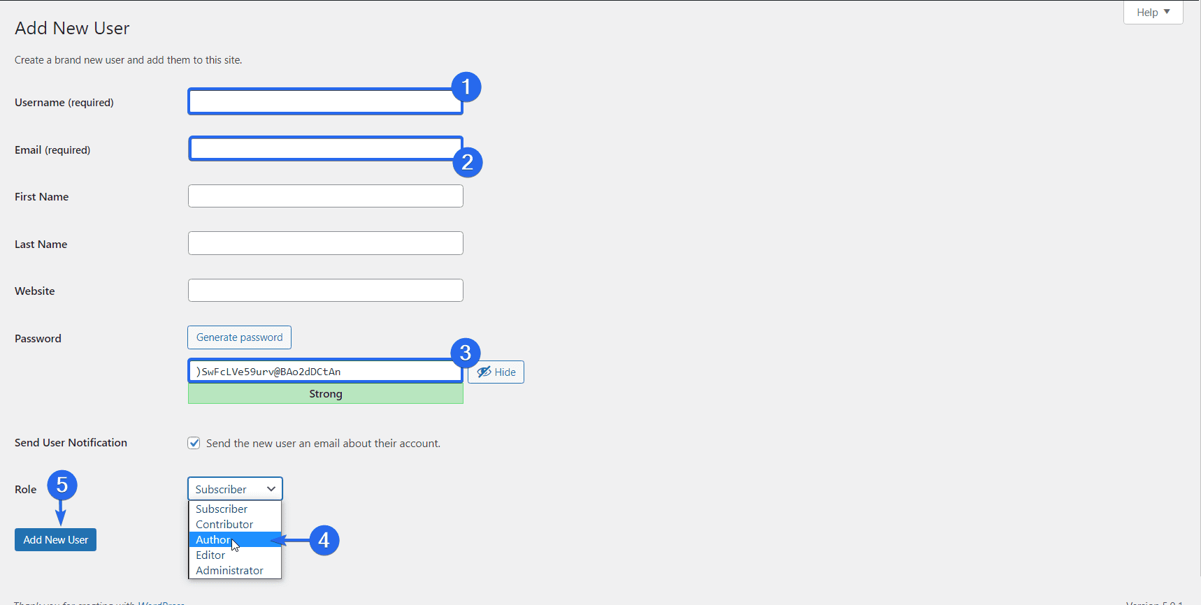 Adăugați un utilizator nou