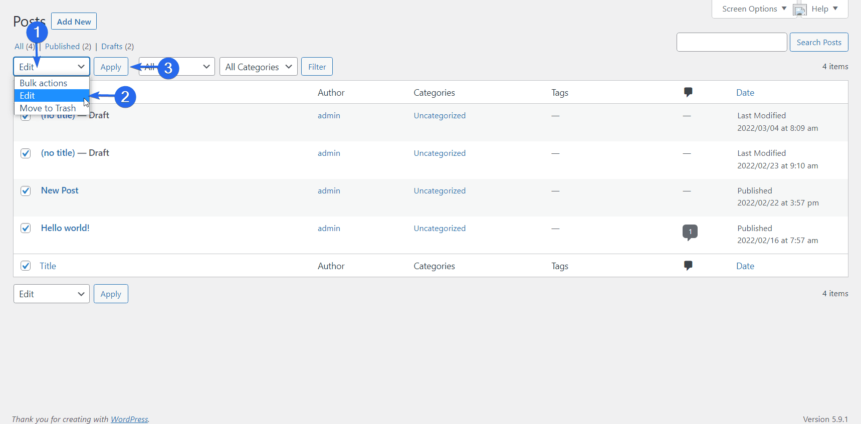 Wählen Sie im Dropdown-Menü Bearbeiten aus