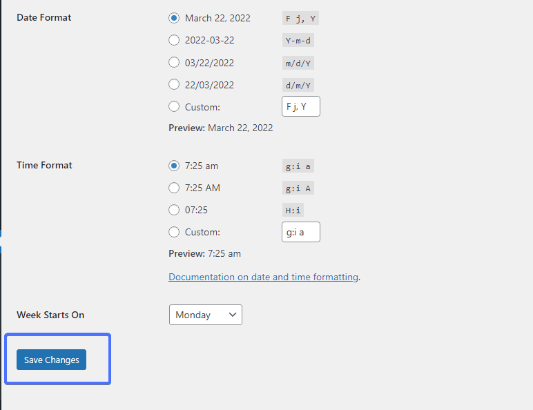 Salva le modifiche apportate nelle impostazioni