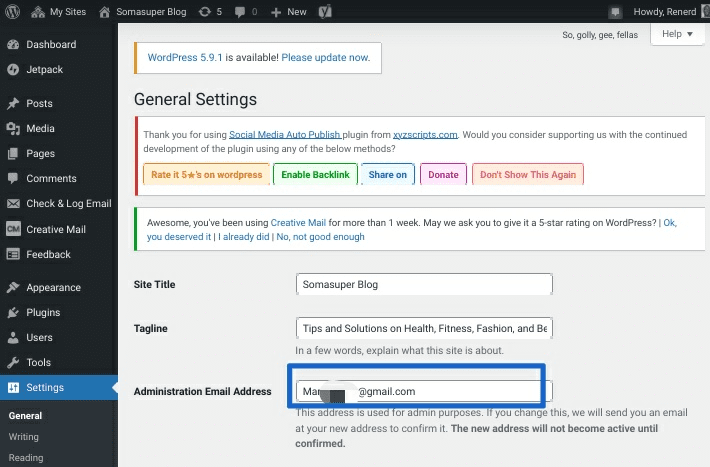 WordPress การตั้งค่าทั่วไป