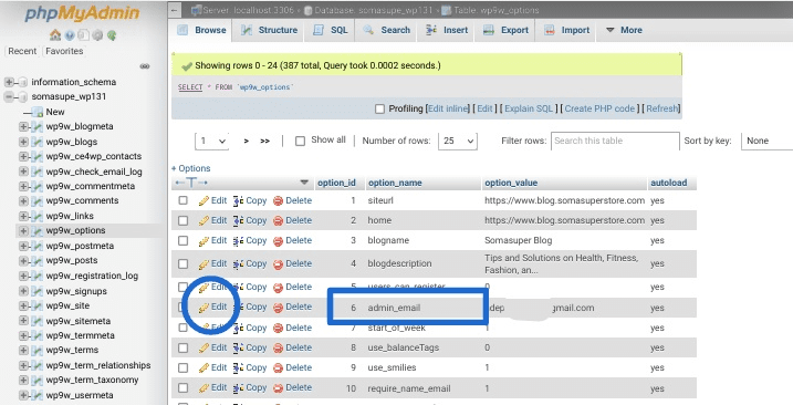 Individua "E-mail amministratore" e modifica