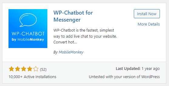 WP-Chatbot لبرنامج Messenger الإضافي