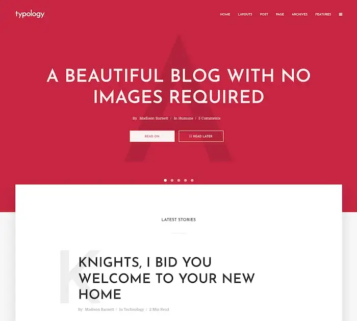 ธีม WordPress ที่เรียบง่ายที่สุด: Typology