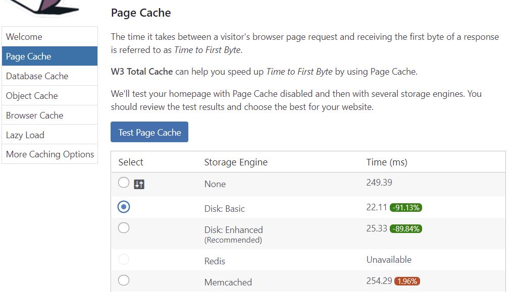 使用 W3 Total Cache 啟用緩存