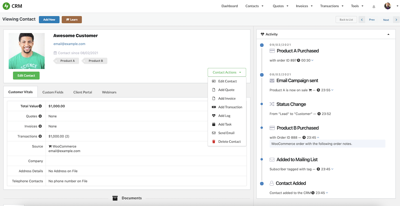 profil pelanggan di Jetpack CRM