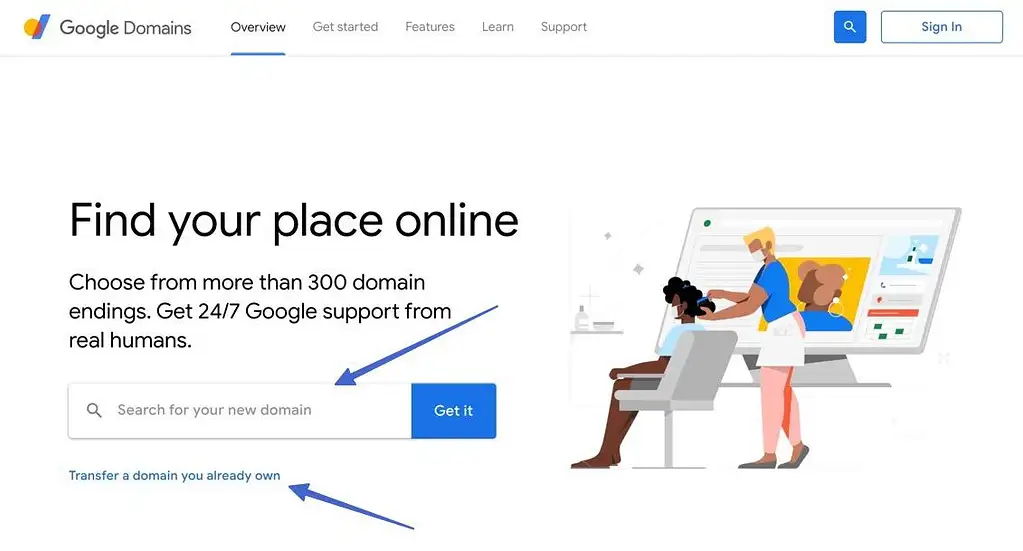 procure um novo domínio no google domains