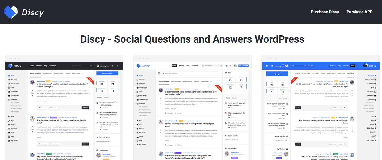 Discy- Tema de întrebări și răspunsuri WordPress
