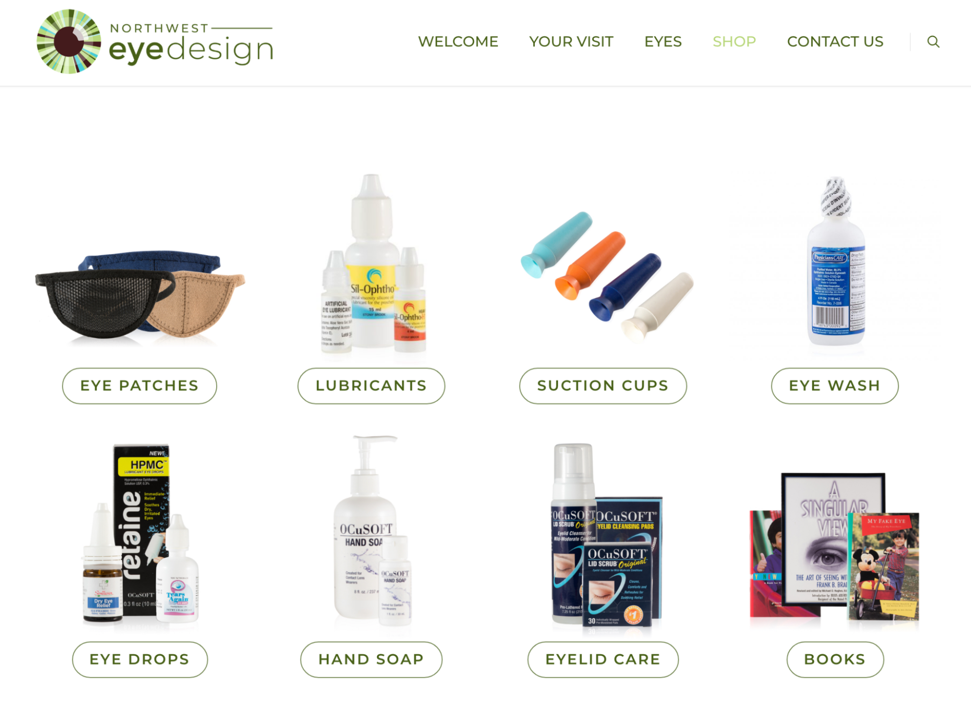 productos enumerados en el sitio de Northwest Eye Design