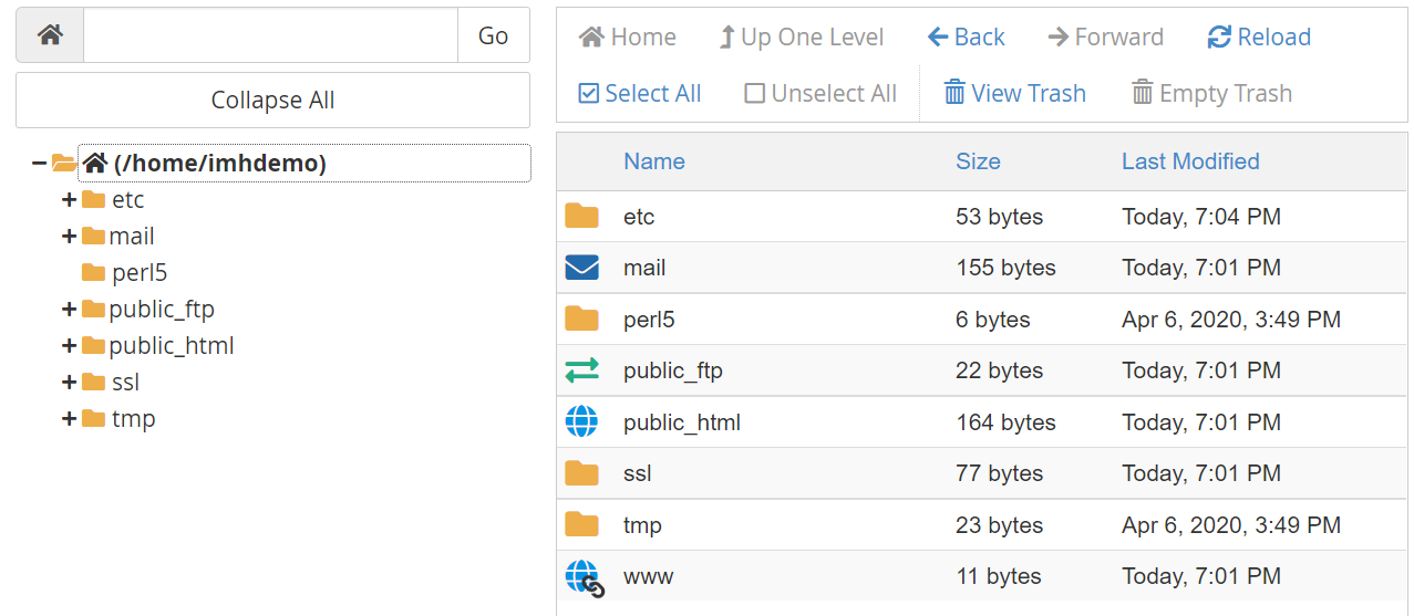 โฟลเดอร์ public_html ภายในตัวจัดการไฟล์