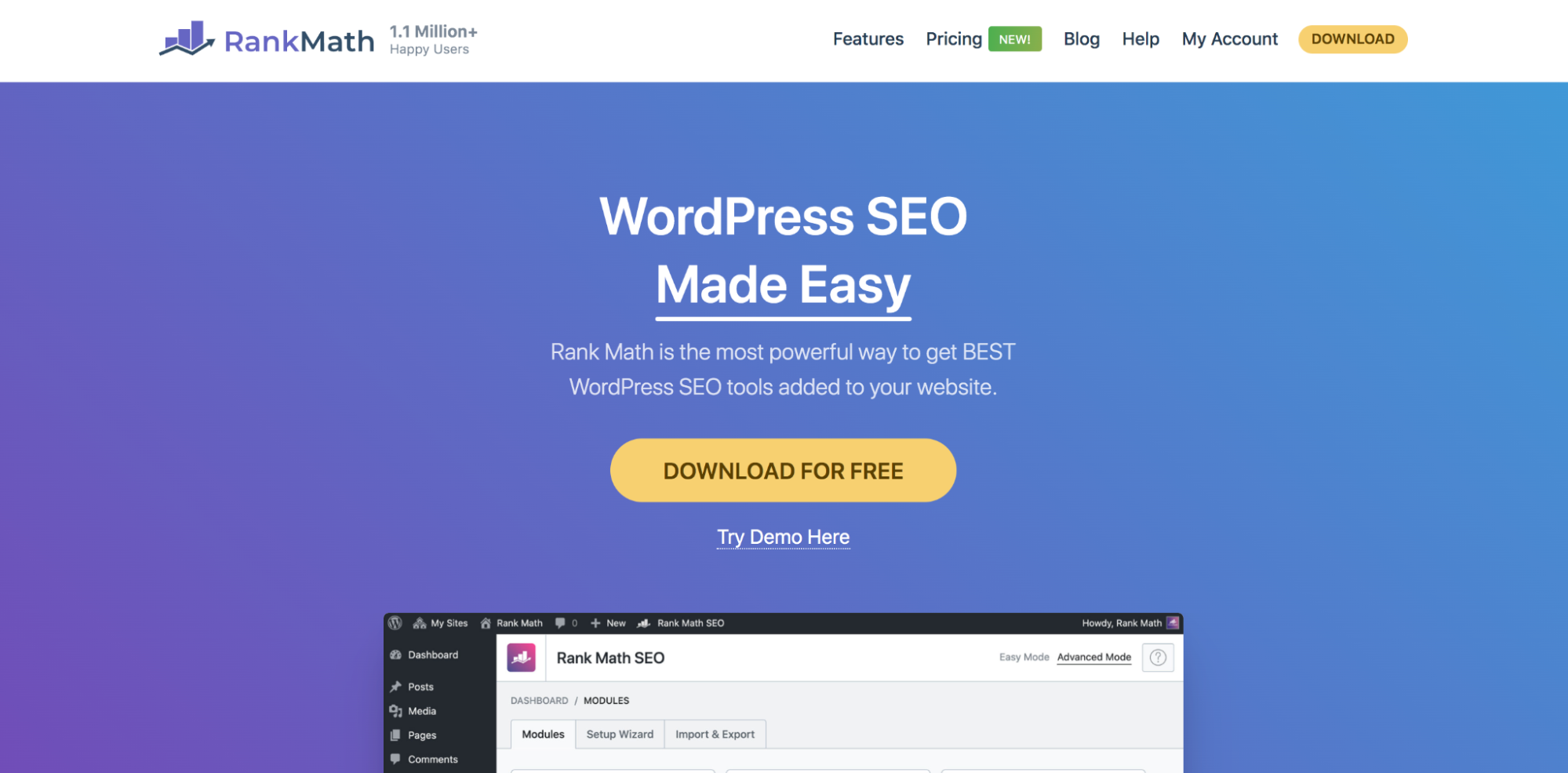 تصنيف الصفحة الرئيسية للرياضيات مع شعار "WordPress SEO Made Easy".