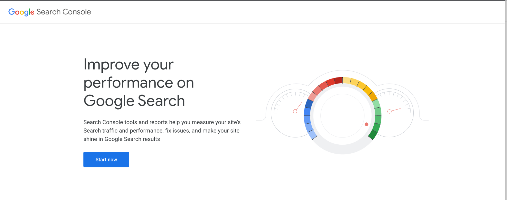 Página inicial do Google Search Console