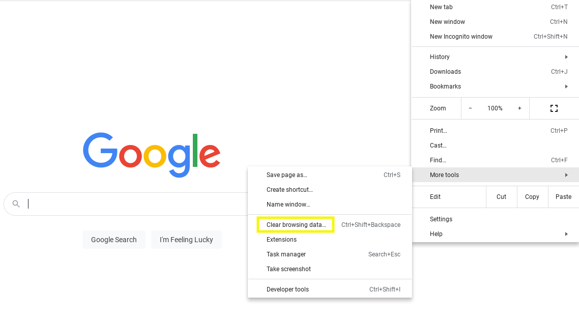 membersihkan cache browser di Google Chrome