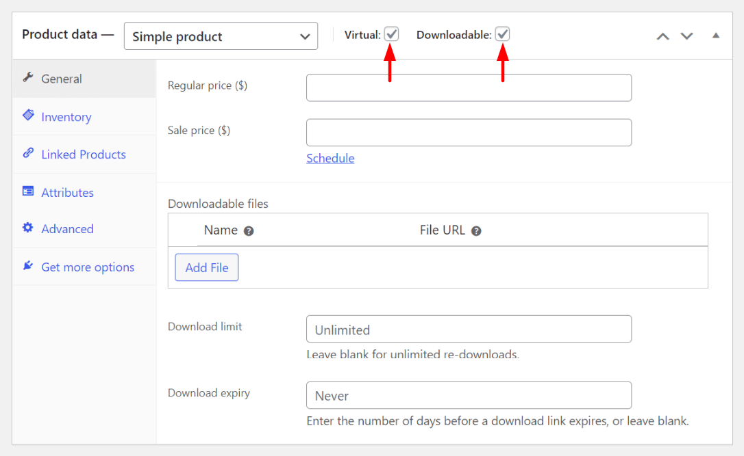 WooCommerce Virtual and Downloadable Product Type