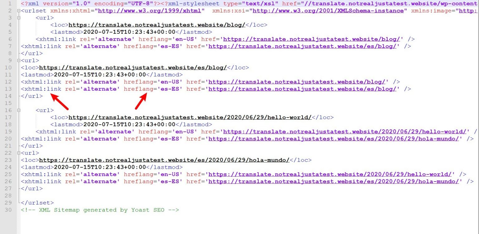 แท็ก Hreflang ในแผนผังเว็บไซต์ XML