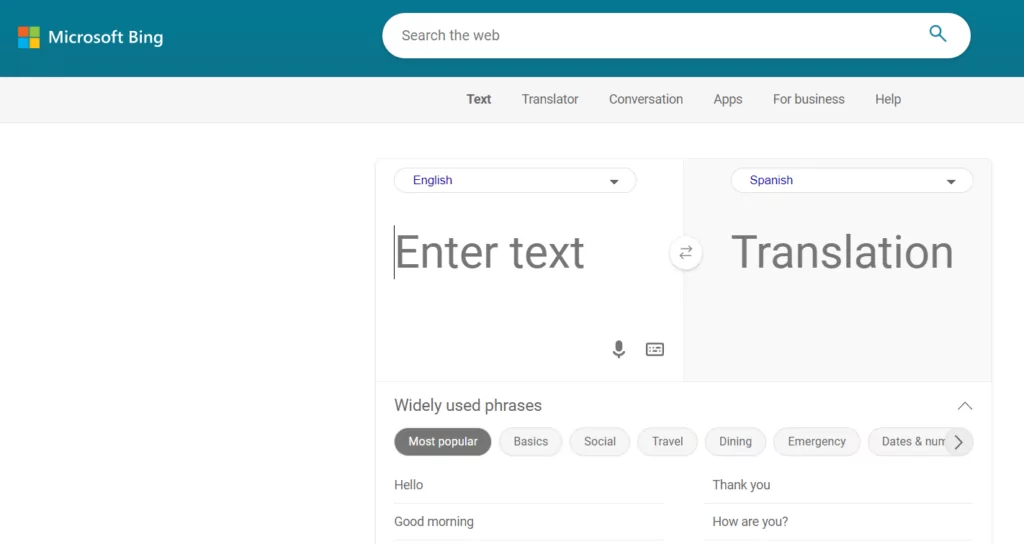 Interfaz de usuario del traductor de Microsoft frente al traductor de Google